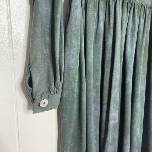 NWT Maxi Dress S Cotton Long Sleeve Block Print Tie Dye Lagenlook Boho Hippie - Picture 6 of 11